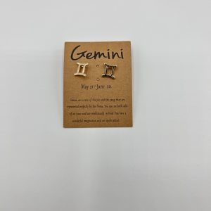 Gemini Star Sign Symbol Earrings Gold Colour - Stainless Steel