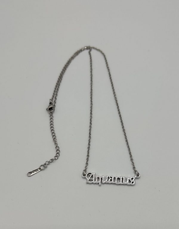 Aquarius Text Necklace Silver