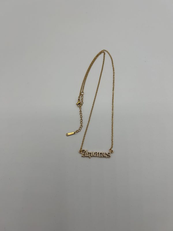 Aquarius Text Necklace Gold