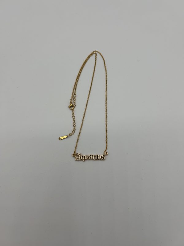 Aquarius Text Necklace Gold