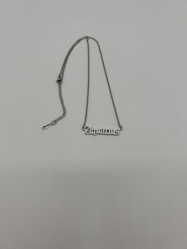 Aquarius Text Necklace Silver