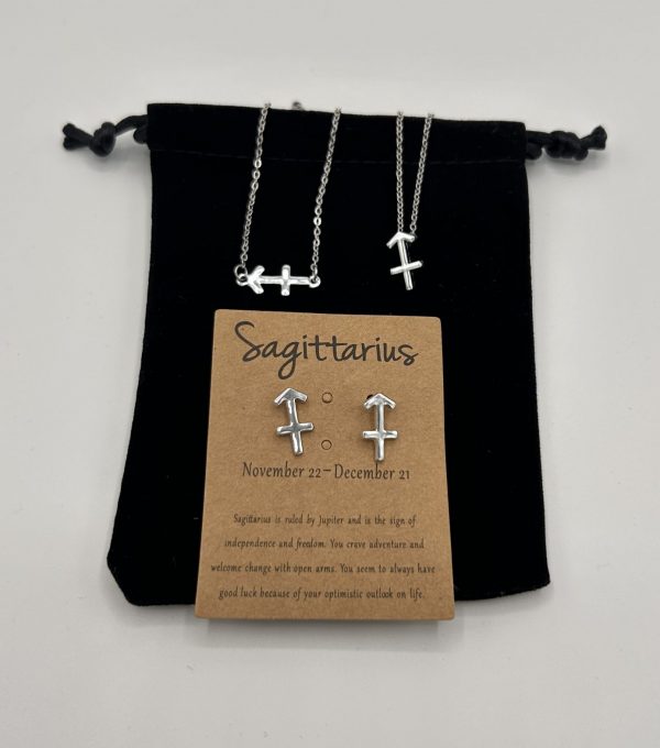 Sagittarius Star Sign Symbol Set Silver