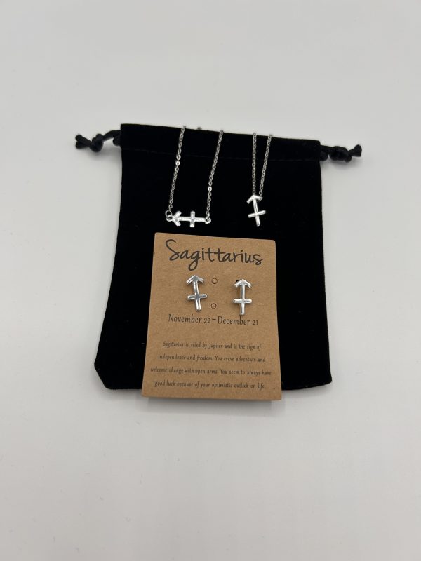 Sagittarius Star Sign Symbol Set Silver