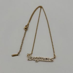 Sagittarius Text Necklace Gold