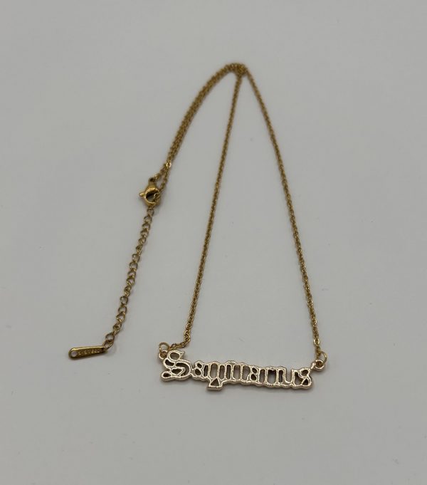 Sagittarius Text Necklace Gold