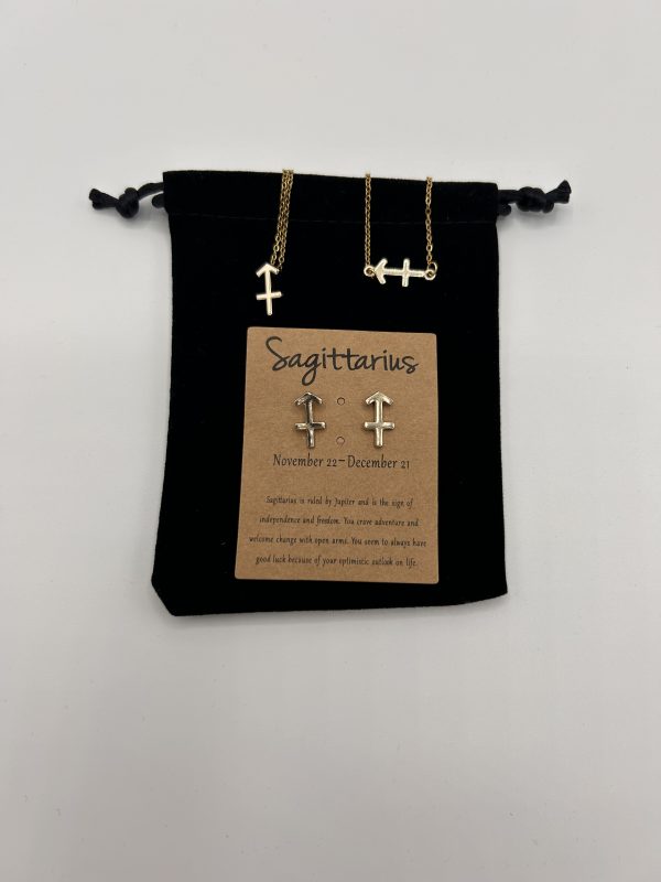 Sagittarius Star Sign Symbol Jewellery Set Gold