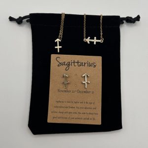 Sagittarius Star Sign Symbol Jewellery Set Gold