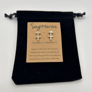 Sagittarius Star Sign Symbol Earrings Gold