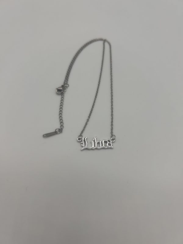 Libra Text Necklace Silver