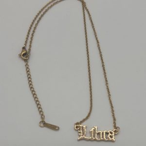 Libra Text Necklace Gold