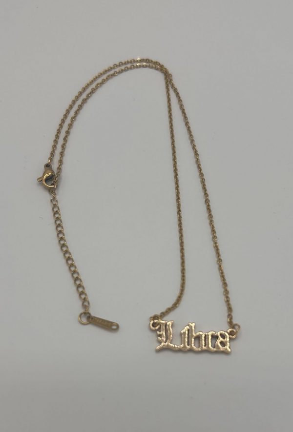 Libra Text Necklace Gold