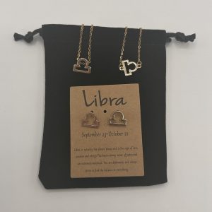 Libra Star Sign Symbol Jewellery Set Gold